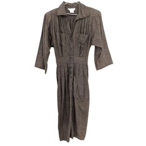 Karen Alexander Brown Button-Up Dress 8